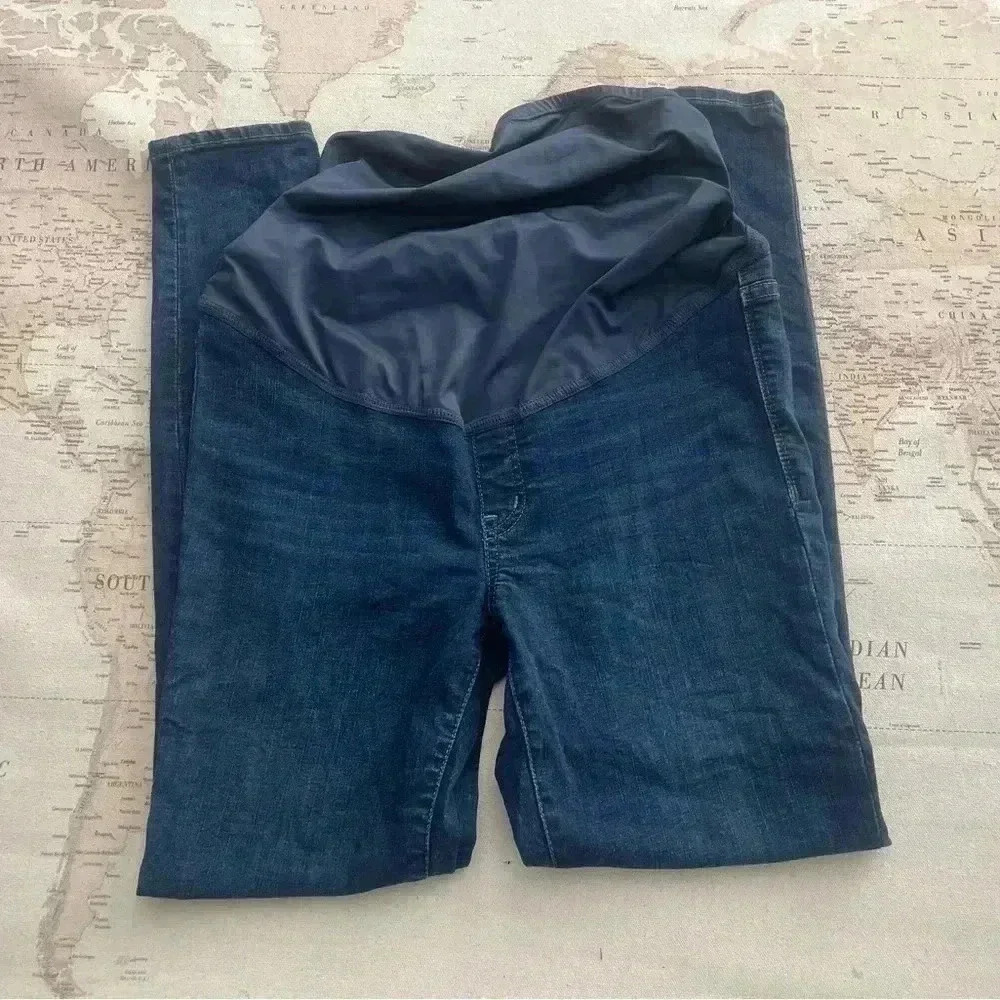 Madewell Maternity Over-The-Belly Skinny Denim Jeans Pants Dark Wash Size 28 - Picture 2 of 13